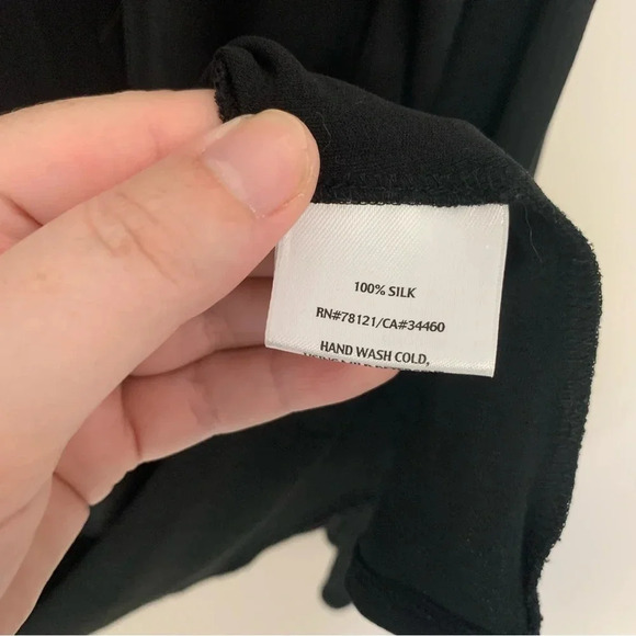 Eileen Fisher Silk Black  Long Sleeve Scoop Neck Tunic Top L - Picture 4 of 7